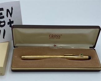 Pen Lot 11 $50.00  New Cross #4502 10K Gold-Filled Ballpoint Pen with Shamrock, Case and Ink refill.		