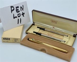 Pen Lot 11 $50.00  New Cross #4502 10K Gold-Filled Ballpoint Pen with Shamrock, Case and Ink refill.		