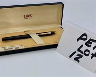 Pen Lot 12 $30.00 New Cross Black Matte Fountain Pen with case and ink cartridge.	