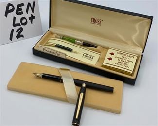 Pen Lot 12 $30.00 New Cross Black Matte Fountain Pen with case and ink cartridge.	