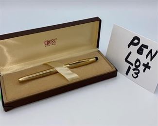Pen Lot 13 $95.00 New Cross 10K Gold-Filled Fountain Pen with case and ink cartridge.			