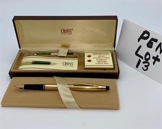 Pen Lot 13 $95.00 New Cross 10K Gold-Filled Fountain Pen with case and ink cartridge.			
