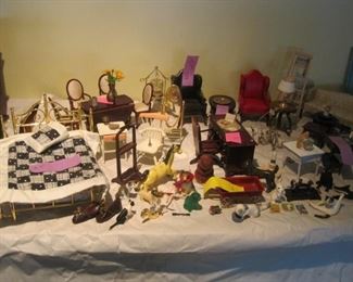 Doll house furniture, sold as one lot.