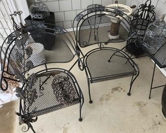 Outdoor Furniture. Bird cages. Ships wheel item.