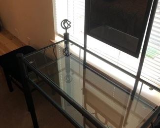 black metal and glass vanity 