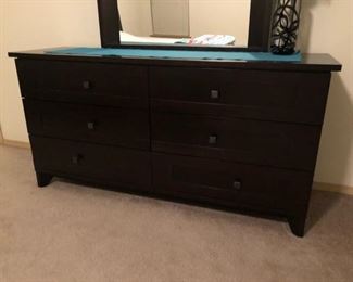 contemporary black six drawer dresser with mirror 