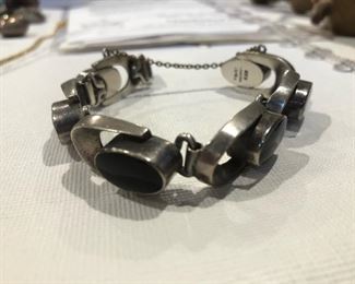 Custom Sterling Silver Black Stone Bracelet 