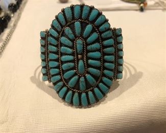 Southwest Native American Needlepoint Cuff Bracelet 