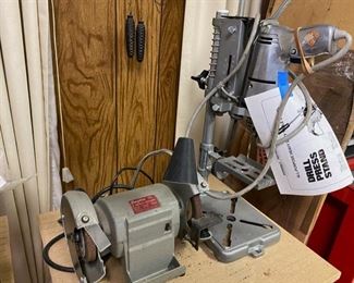 Dayton 5" Bench Grinder, Drill Press Stand 