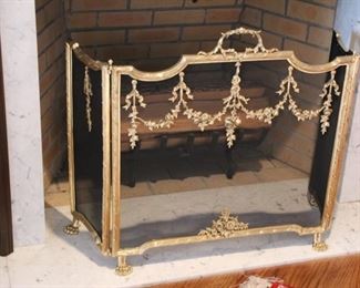 Bronze decorative fireplace screen