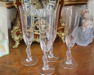 set 4 Faberge "Kissing Doves" flutes