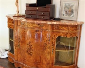 Marble top inlaid chest