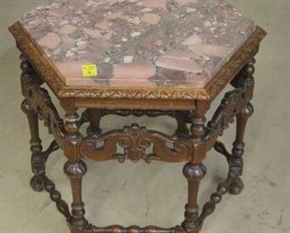 243G - Marble Top Hexagonal Table