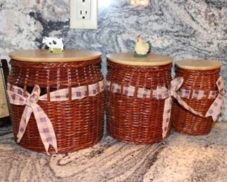 Wicker Cookie Jar Set - Asking Price: $30