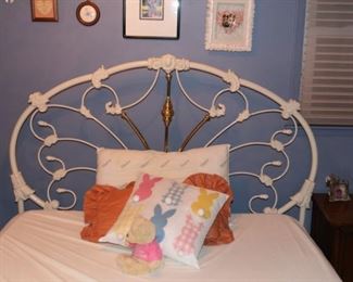 Decorative Ceramic and Brass Queen Size Bed Frame (Mattress not Included) - Asking Price: $150