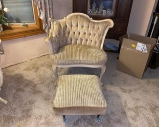 French Provincial Circa 1960 Chair and Ottoman - Best Offer