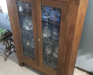 Oak Cabinet with Leaded Glass Doors 2