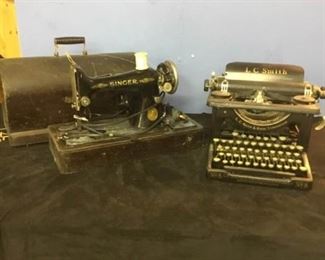 LC Smith Typewriter and Singer Sewing Machine