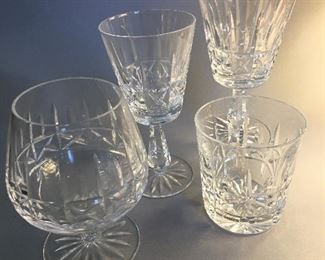 Vintage Waterford Crystal Kylemore (cut) Glasses, 12 White Wine, 12 Red Wine, 8 Old Fashion Rock and 4 Snifters 