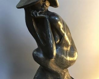 Vintage 1971 Austin Productions Mid Century Modern Nude Sculpture, Signed Bardos