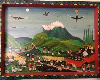 Francisco Cuyo Vega Folk Art South American Painting 
