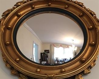 Vintage Gilded Federal Eagle Convex Mirror 