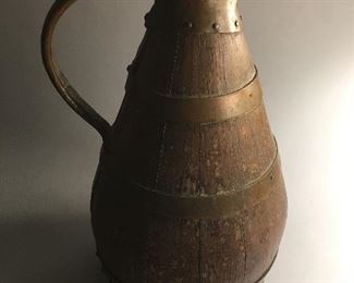 Antique Wood and Copper Pitcher, Probably Made in England 