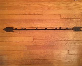 Vintage Hand Forged Iron Arrow Coat/Hat Hanger/Rack