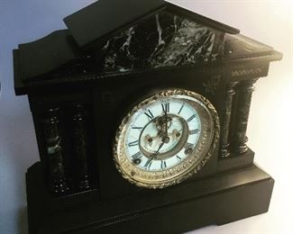 Vintage Ansonia Marble Mantle Clock with Key 