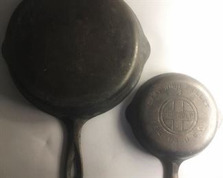 Vintage Griswald Cast Iron  Skillets, # 3 709 A and # 8 704 F