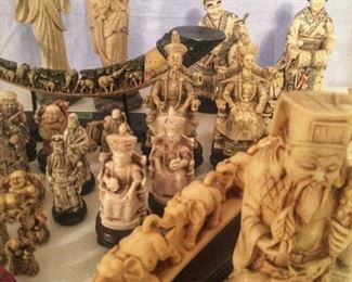 Collection of Faux Ivory (resin) Figurines 