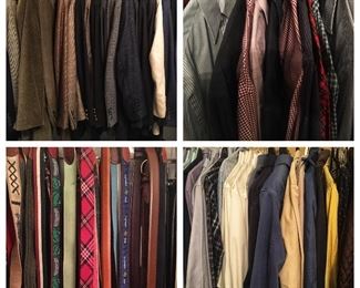 Lots of Men’s Clothing, Suits, Jackets, Shirts, Belts, Ties etc, Ralph Lauren, Joseph Banks and Others (mostly size 42R and Medium)