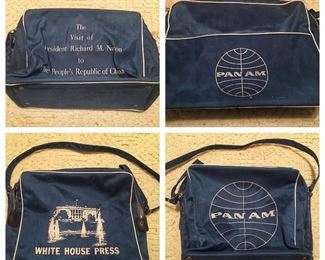 Vintage Pan Am Airlines White House Richard Nixon Trip to China Souvenir Travel Bags 