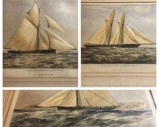 Three Vintage Thomas G Dutton Nautical Lithographs