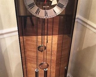 Mid Century Modern Howard Miller Smoked Lucite Grandmother Clock  