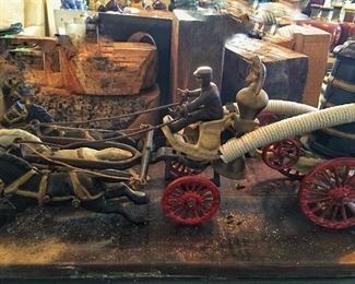 Cast Iron Horse Drawn Fire Pumper