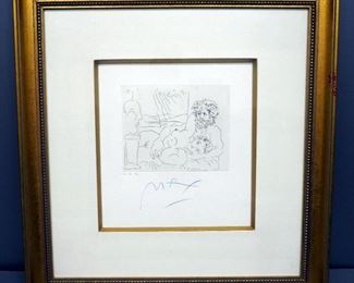 Peter Max (German-American, 1937 - ), "Homage To Picasso Volume 3 Etching XII, #018, 1991, Signed Framed And Matted 28" x 29.5", With COA