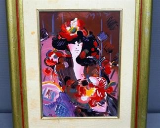 Peter Max (German-American, 1937 - ), "Brown Lady", Limited Edition Porcelain Plaque, Framed 13.5" x 16.5", With COA