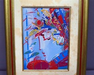 Peter Max (German-American, 1937 - ), "Blushing Beauty", Limited Edition Porcelain Plaque, Framed 13.5" x 16.5", With COA