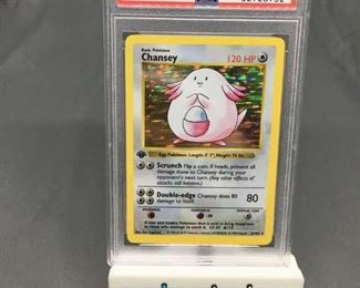 PSA Graded 1999 Pokemon Base Set 1st Edition Shadowless 3 CHANSEY Holofoil Rare Trading Card