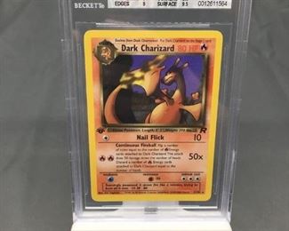 BGS Graded 2000 Pokemon Team Rocket 1st Edition #21 DARK CHARIZARD Rare Trading Card - MINT 9