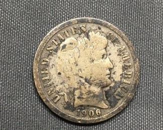 1906S United States Barber Silver Dime  90 Silver Coin from Estate