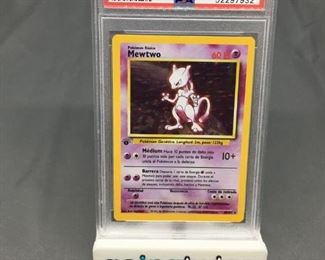 
PSA Graded 1999 Pokemon Base Set Spanish 1st Edition #10 MEWTWO Holofoil Rare Trading Card - NM-MT 8