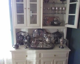 One of two free standing solid wood white cupboards