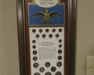 Vintage coin display with silver coins