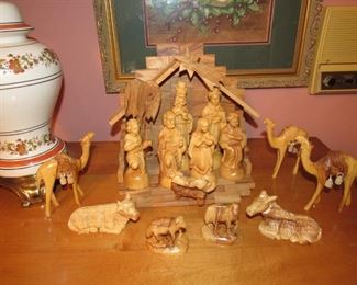 Olive wood nativity set from Jerusalem