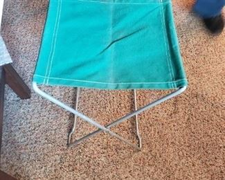 (2) Vintage Fold up Green Fabric Fishing Camping stools
12.75"W x 11.5"D x 15"H $45 