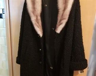 Vintage Lamb with fur collar 3/4 Length coat Call 