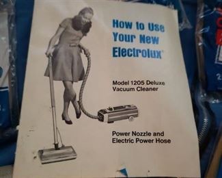 Vintage Electrolux Model #1205 Bullet Vacuum with a lot of attachments & accessories Works $185 with everything that goes with it. Additional accessories sold separately