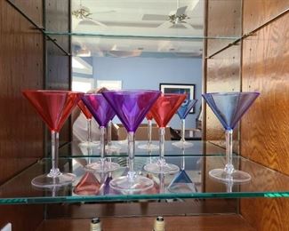 Festive martini plastic/barware
2 - red
2 - purple
1 - blue